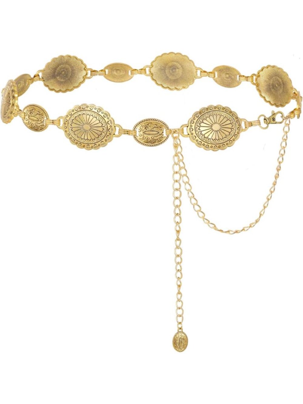 Western Metal Concho Waist Chain Belt for Women - Boho Cowgirl Country Style